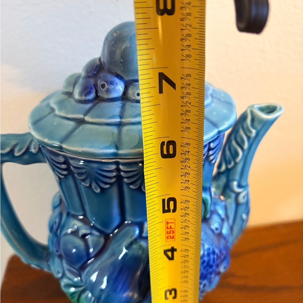 Vintage Tilso Japan Blue Ceramic Teapot with Lid Hand Painted - Picture 5 of 6